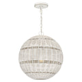Quoizel Lindendale Pendant Antique White Rattan with Clear Shade Inside