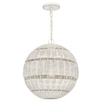 Quoizel Lindendale Pendant Antique White Rattan with Clear Shade Inside