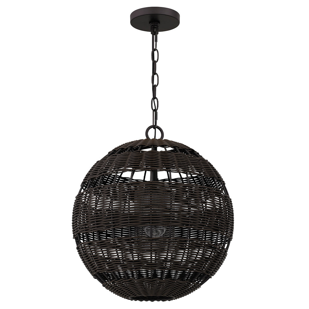 Quoizel Lindendale Pendant Western Bronze Rattan with Clear Shade Inside