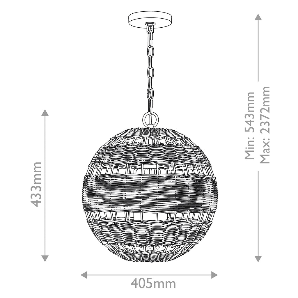 Quoizel Lindendale Pendant Western Bronze Rattan with Clear Shade Inside