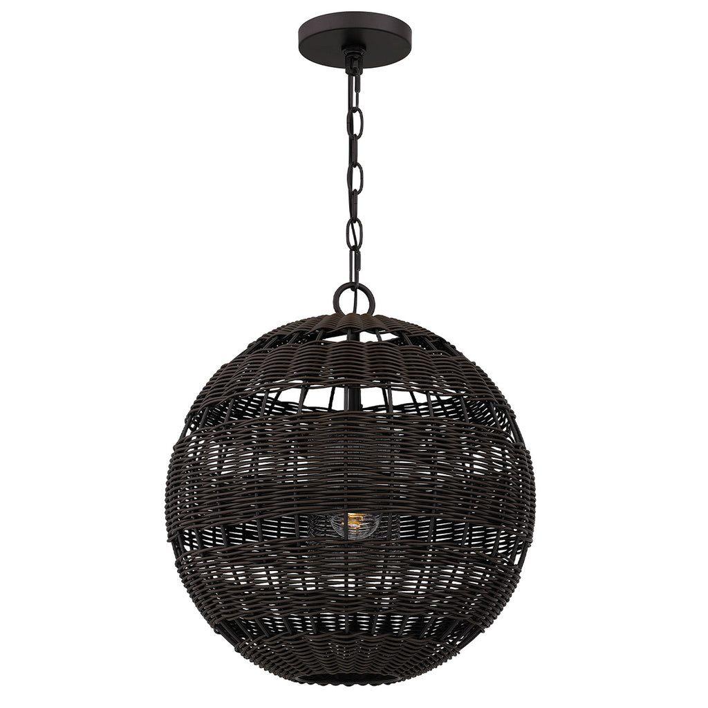 Quoizel Lindendale Pendant Western Bronze Rattan with Clear Shade Inside