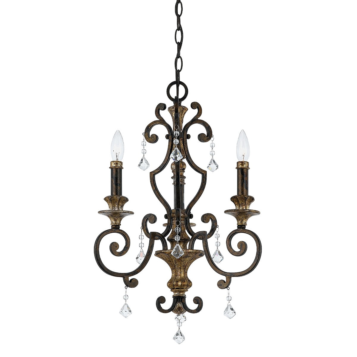 Quoizel Marquette 3 Light Crystal Ceiling Light in Bronze Gold