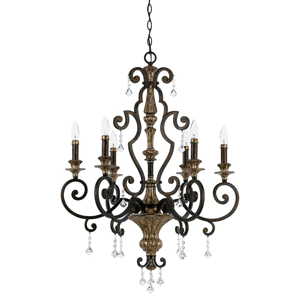 Quoizel Marquette 6 Light Crystal Pendant Light in Bronze Gold