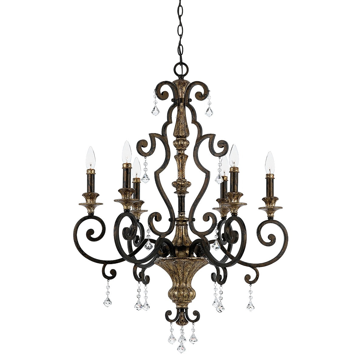Quoizel Marquette 6 Light Crystal Pendant Light in Bronze Gold