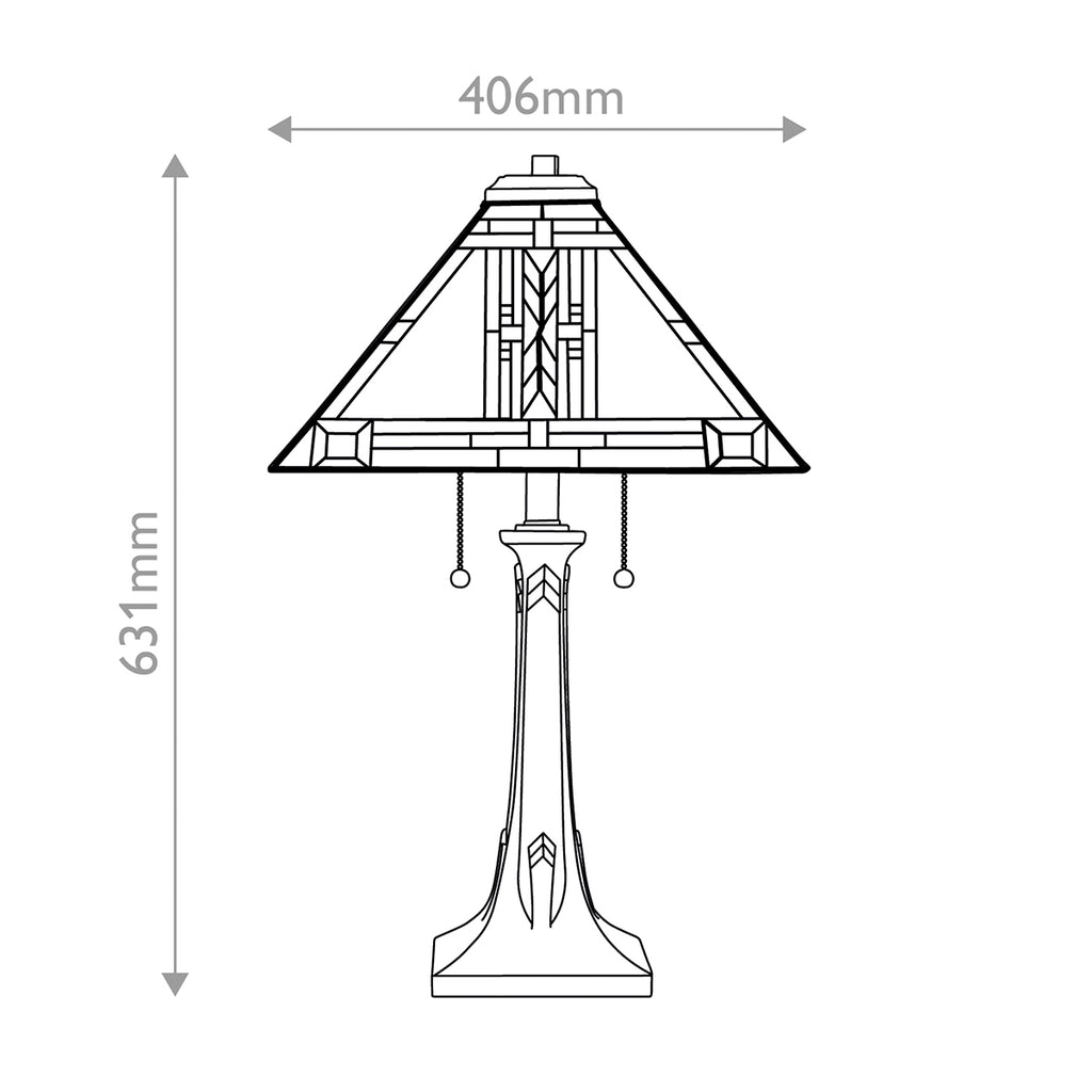 Quoizel Navajo 2 Light Tiffany styleTable Lamp Bronze with Art Glass Shade