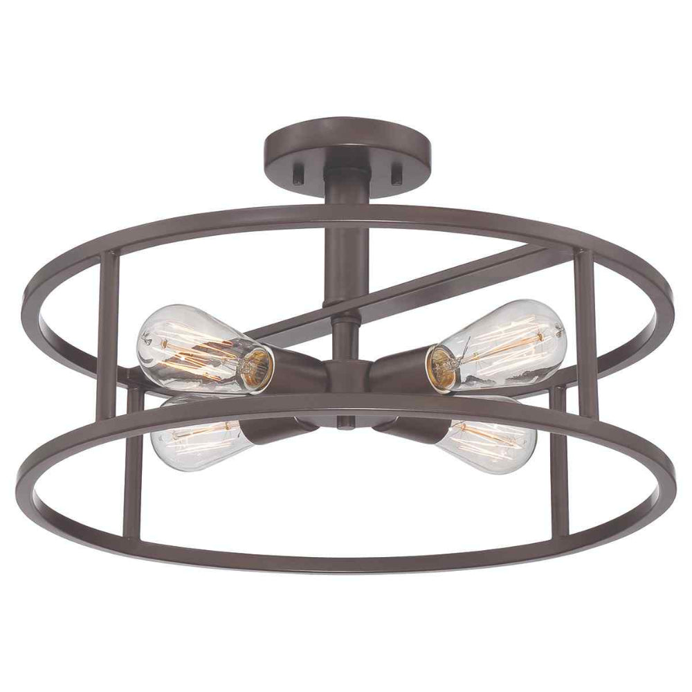 Quoizel New Harbor 4 Light Semi Flush Ceiling Light in Western Bronze