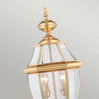 Quoizel Newbury 3 Light Outdoor Pedestal in Polished Brass, detail