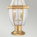Quoizel Newbury 3 Light Outdoor Pedestal in Polished Brass, detail