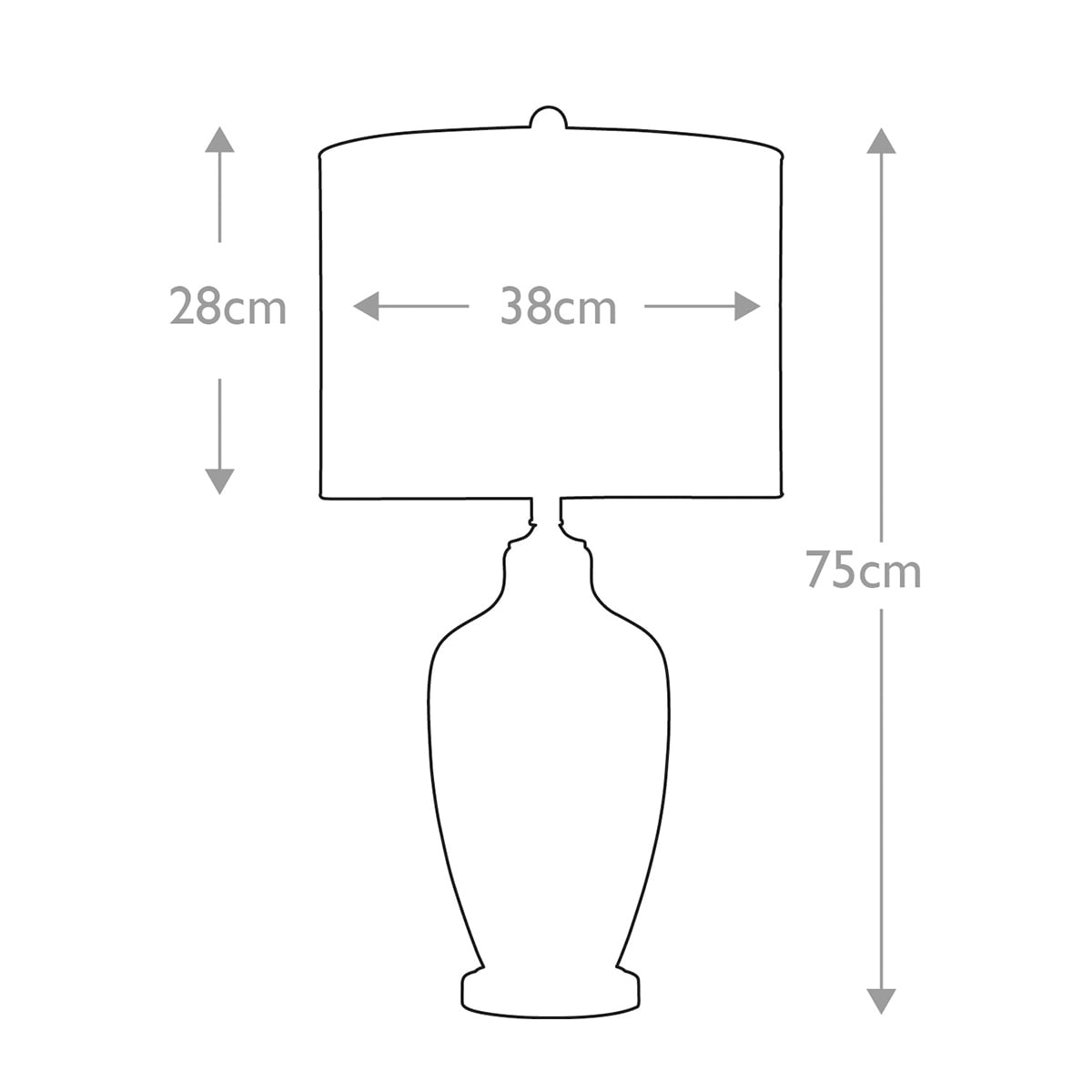 Quoizel Nicolls Table Lamp Mercury Glass ELS/QZ/NICOLLS - dimensions