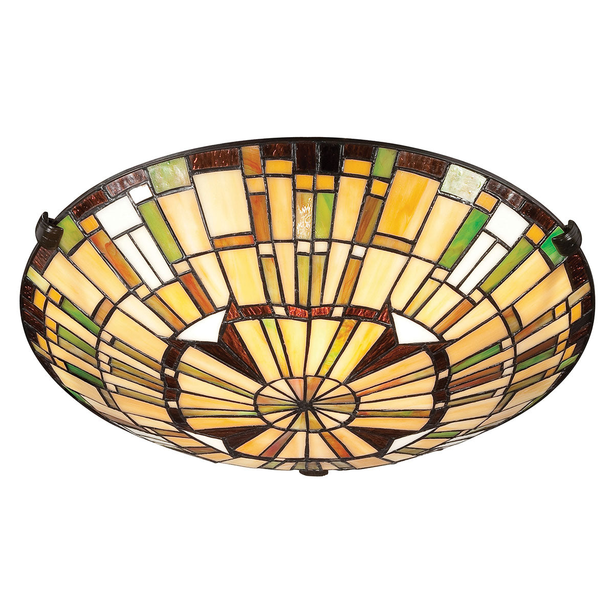 Quoizel Reed 2 Light Tiffany style Flush Valiant Bronze & Art Glass Shade