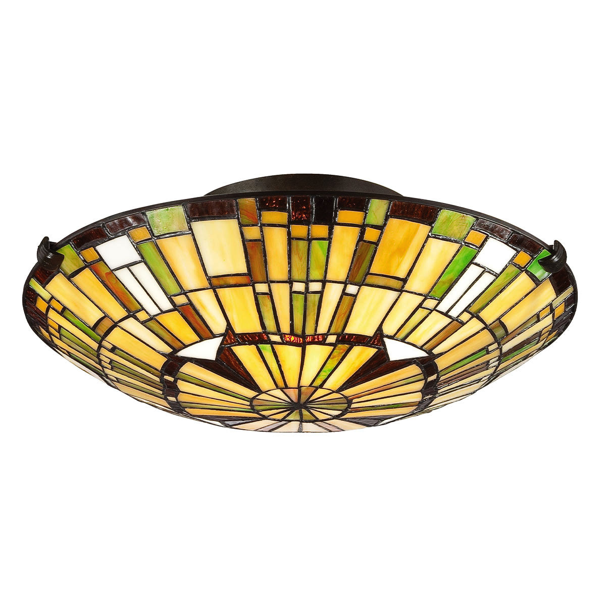 Quoizel Reed 2 Light Tiffany style Flush Valiant Bronze & Art Glass Shade
