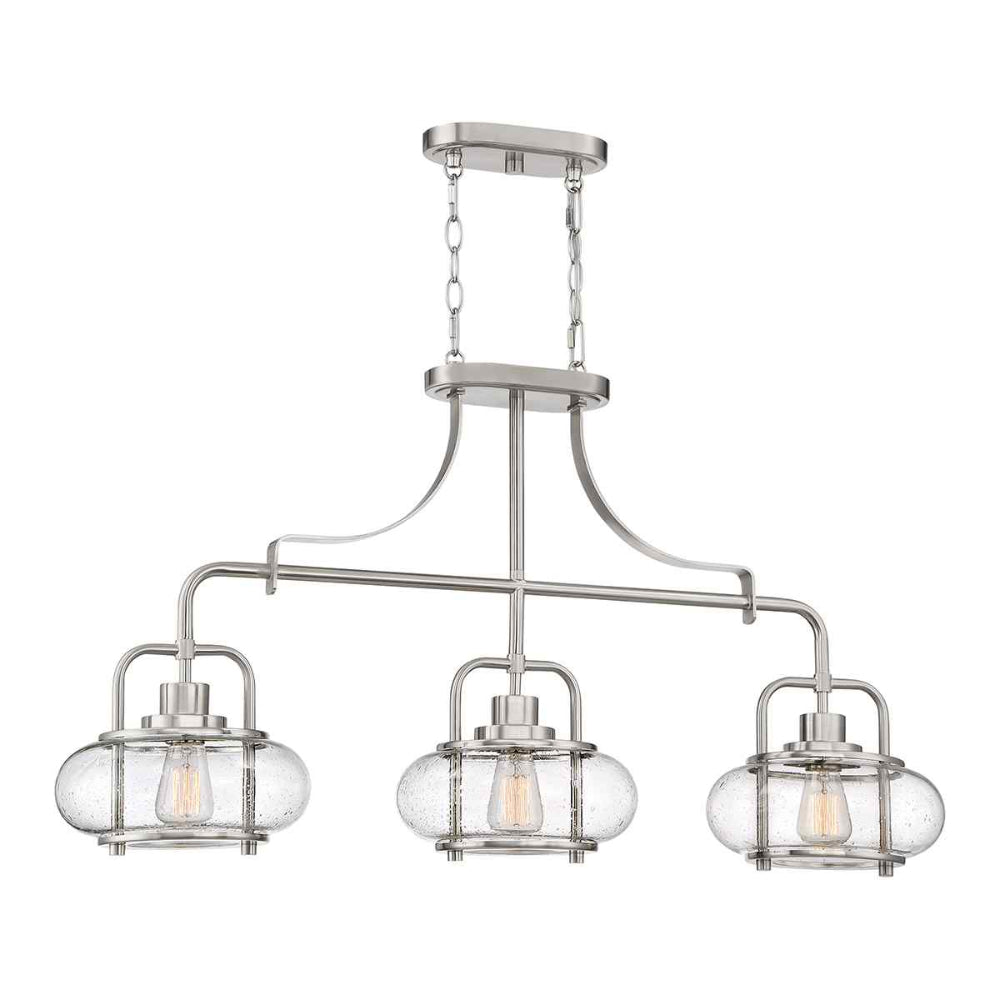 Quoizel Trilogy 3 Light Bar Pendant Light in Brushed Nickel