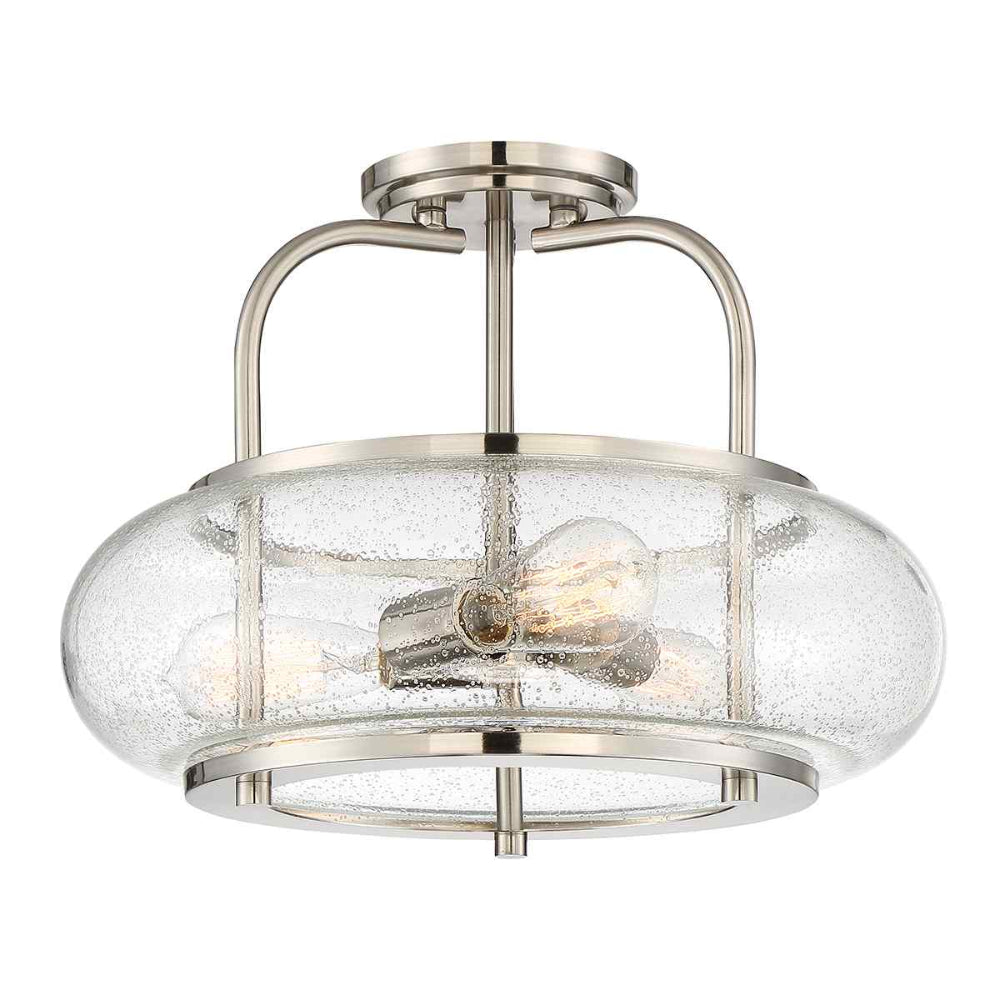 Quoizel Trilogy 3 Light Semi Flush Ceiling Light in Brushed Nickel