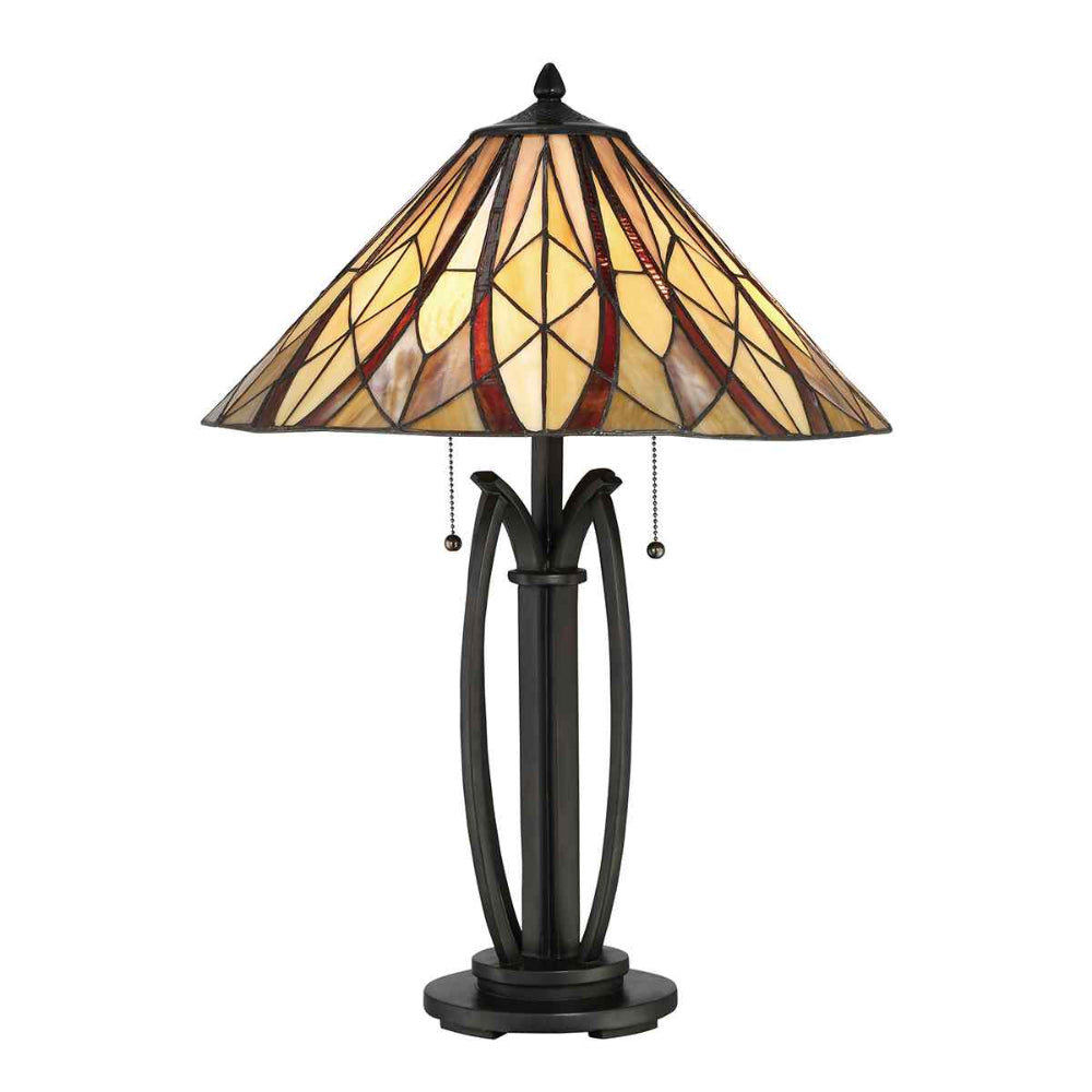 Quoizel Victory Tiffany Table Lamp in Valiant Bronze