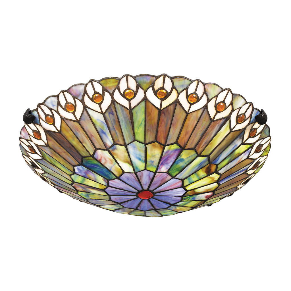 Quoizel Watkins 2 Light Tiffany style Flush Valiant Bronze & Art Glass Shade