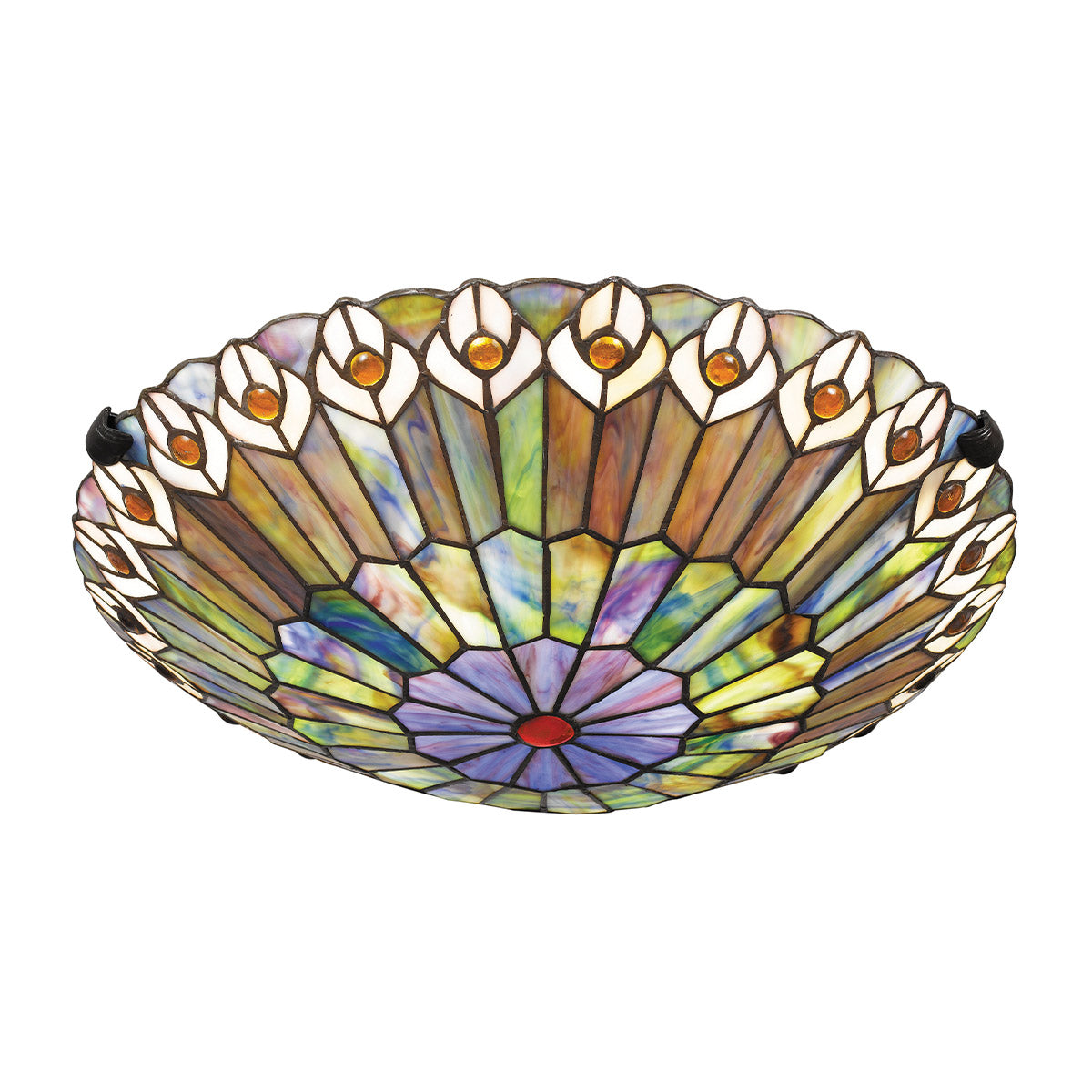 Quoizel Watkins 2 Light Tiffany style Flush Valiant Bronze & Art Glass Shade