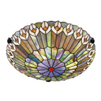 Quoizel Watkins 2 Light Tiffany style Flush Valiant Bronze & Art Glass Shade