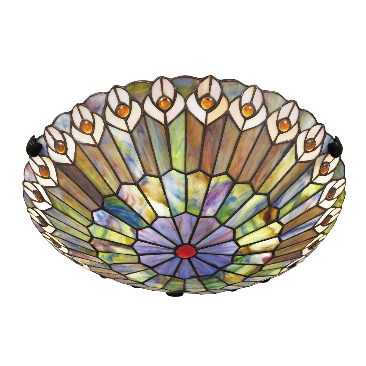 Quoizel Watkins 2 Light Tiffany style Flush Valiant Bronze & Art Glass Shade