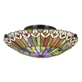 Quoizel Watkins 2 Light Tiffany style Flush Valiant Bronze & Art Glass Shade