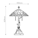Quoizel Whispering 2 Light Tiffany style Table Lamp Valiant Bronze with Art Glass Shade