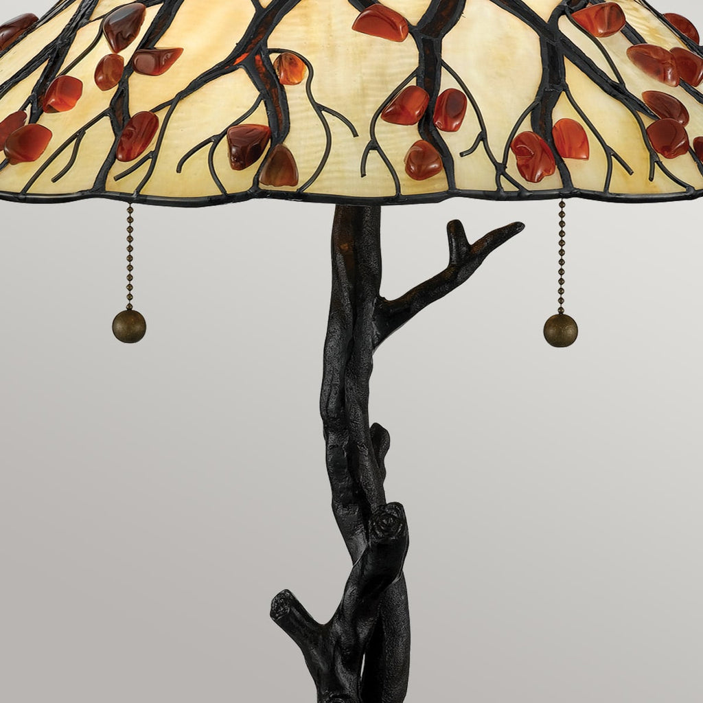 Quoizel Whispering 2 Light Tiffany style Table Lamp Valiant Bronze with Art Glass Shade