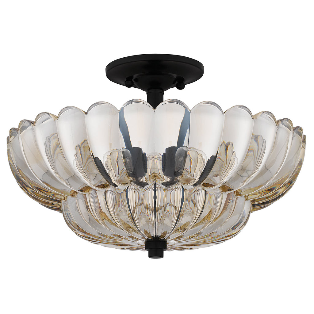 Quoizel Whitecap 4 Light Semi Flush Medium Tinted Amber Glass with Mottled Cocoa Brown