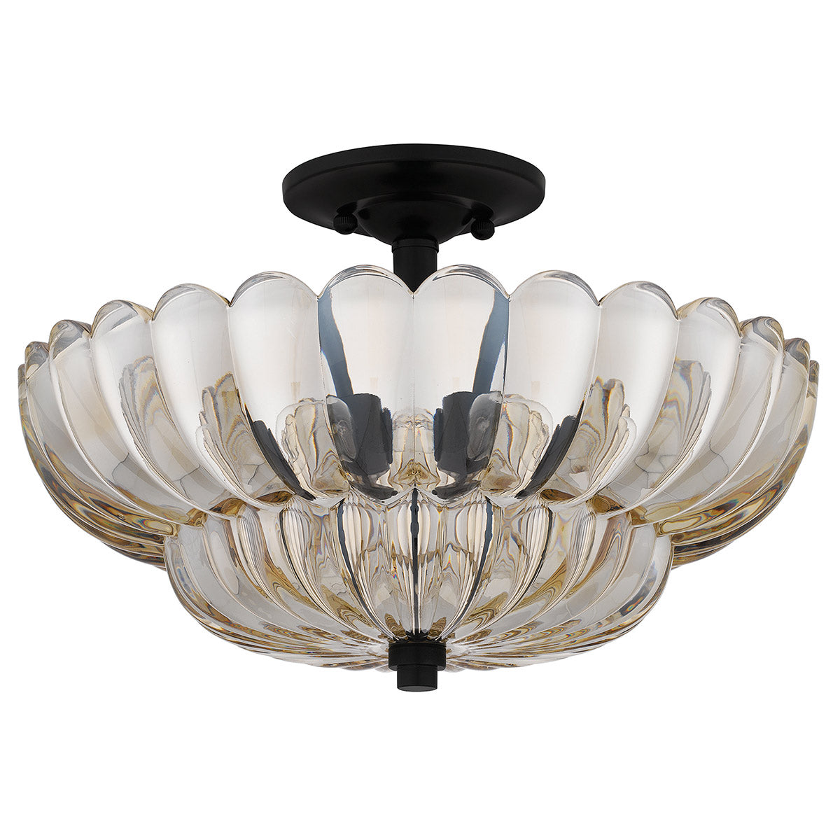 Quoizel Whitecap 4 Light Semi Flush Medium Tinted Amber Glass with Mottled Cocoa Brown