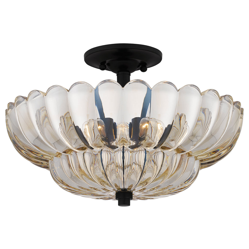 Quoizel Whitecap 4 Light Semi Flush Medium Tinted Amber Glass with Mottled Cocoa Brown