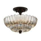 Quoizel Whitecap 3 Light Semi Flush Medium Tinted Amber Glass with Mottled Cocoa Brown
