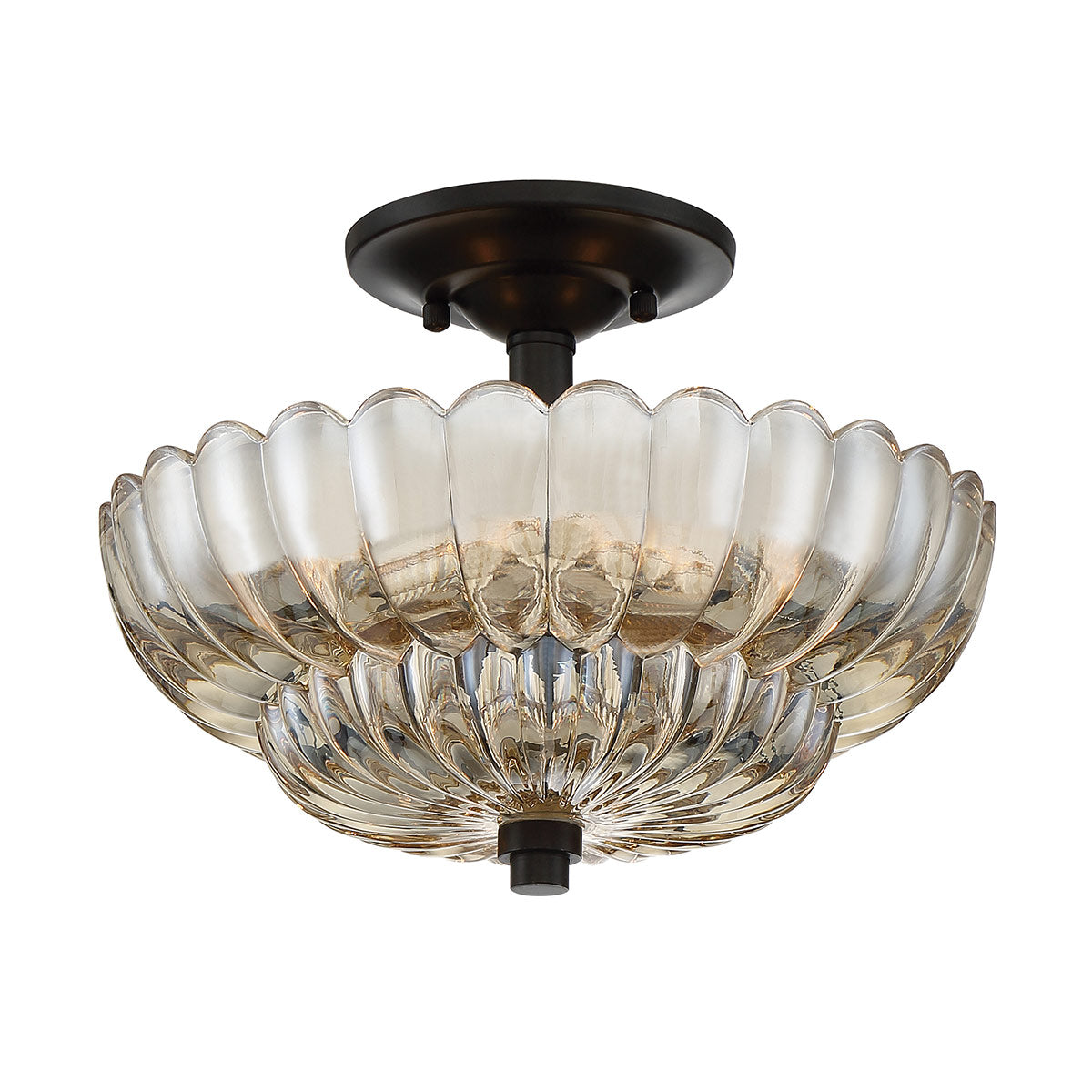 Quoizel Whitecap 3 Light Semi Flush Medium Tinted Amber Glass with Mottled Cocoa Brown