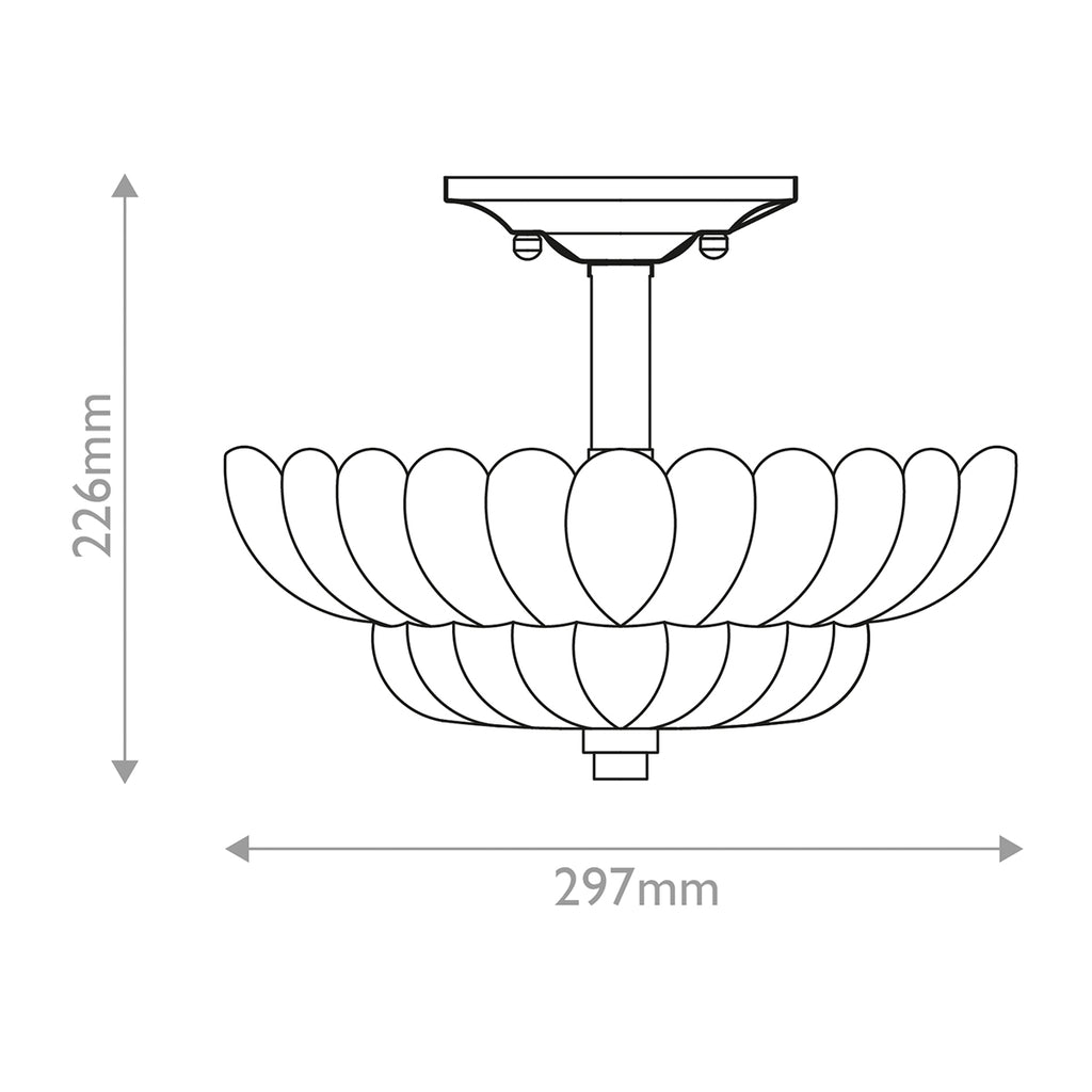 Quoizel Whitecap 3 Light Semi Flush Medium Tinted Amber Glass with Mottled Cocoa Brown