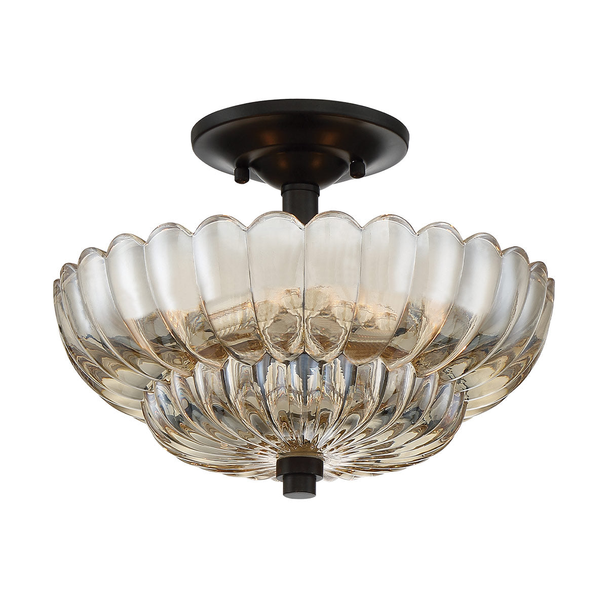 Quoizel Whitecap 3 Light Semi Flush Medium Tinted Amber Glass with Mottled Cocoa Brown