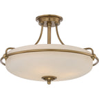 Quoizel Griffin 4 Light Semi Flush Ceiling Light in Weathered Brass