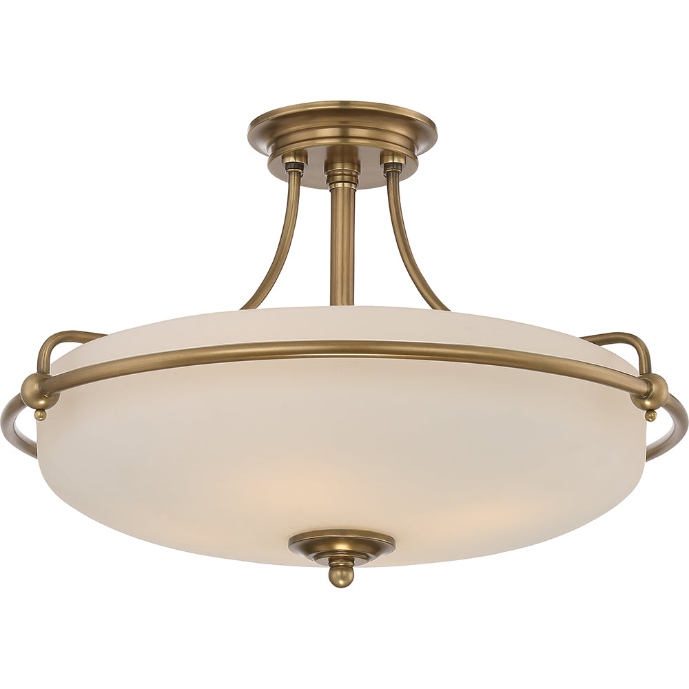 Quoizel Griffin 4 Light Semi Flush Ceiling Light in Weathered Brass