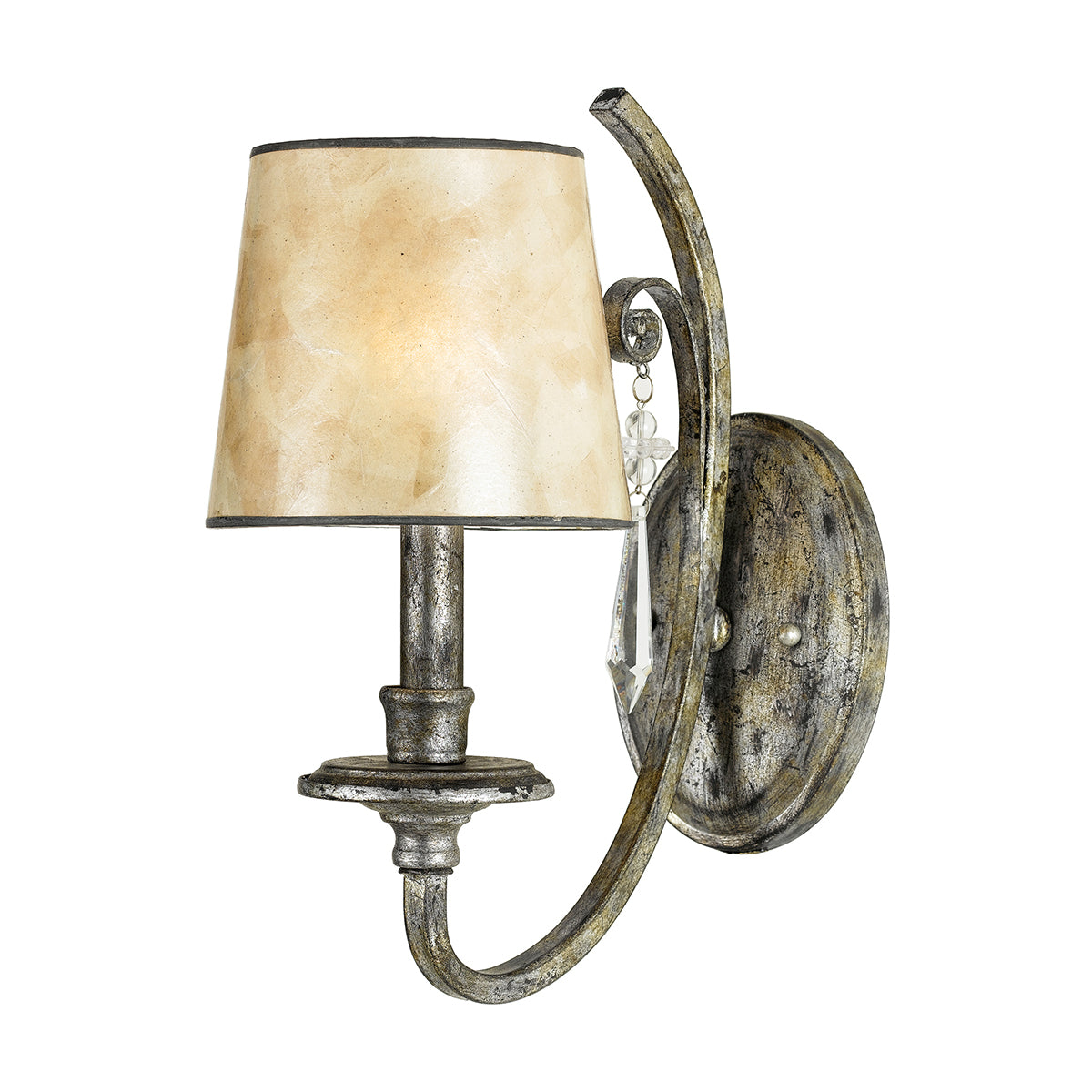 Quoizel Mottled Silver Leaf Wall Light With Crystal Drop QZ/KENDRA1