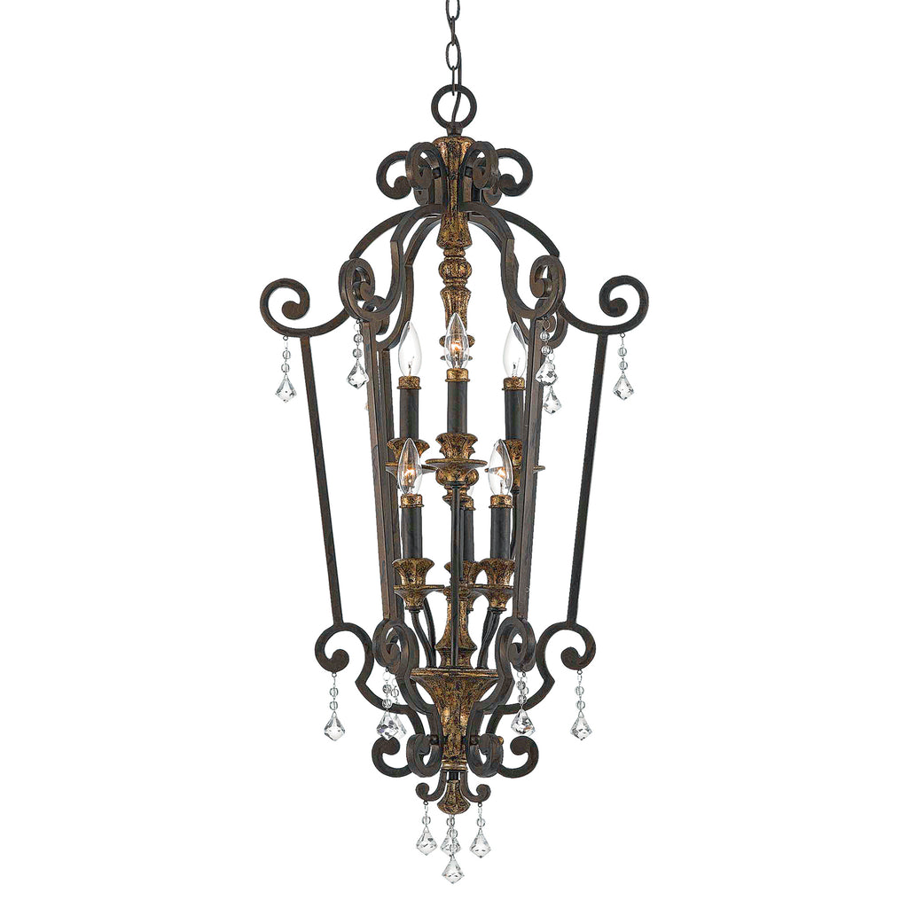 Quoizel Marquette 6 Light Crystal Ceiling Light in Bronze Gold