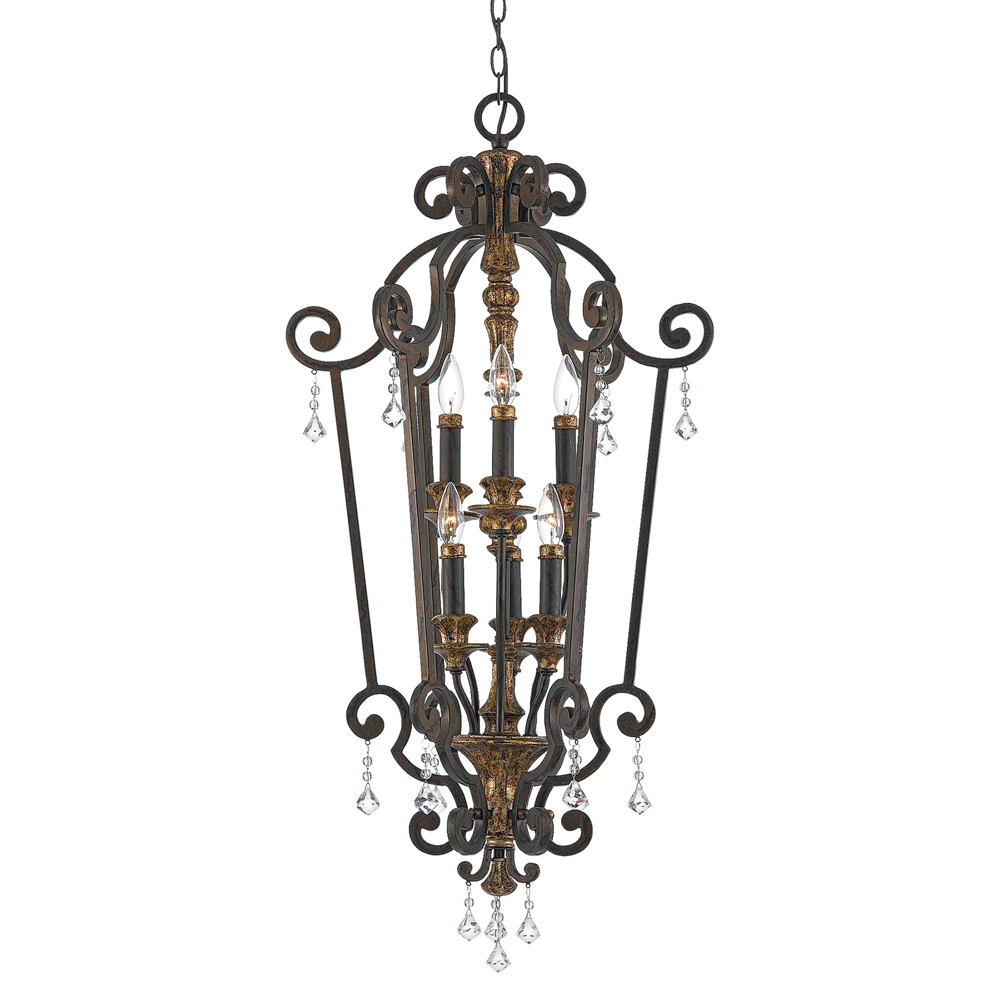 Quoizel Marquette 6 Light Crystal Ceiling Light in Bronze Gold