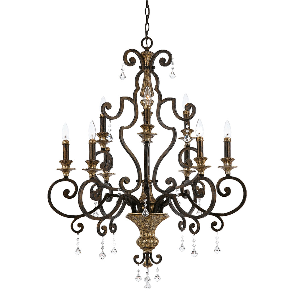 Quoizel Marquette 9 Light Crystal Chandelier in Bronze Gold