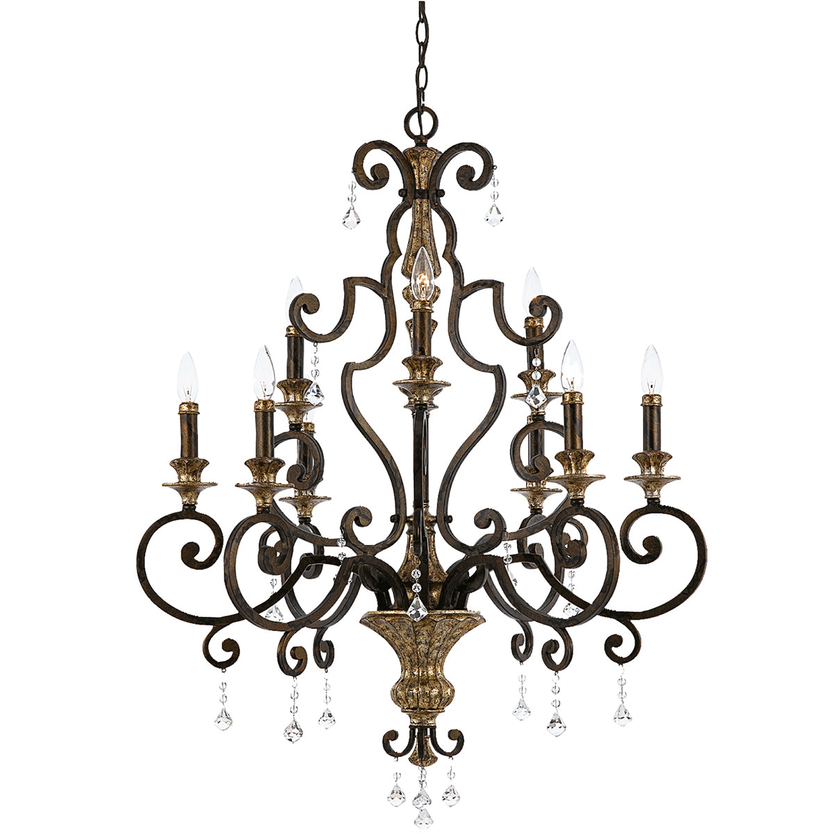 Quoizel Marquette 9 Light Crystal Chandelier in Bronze Gold