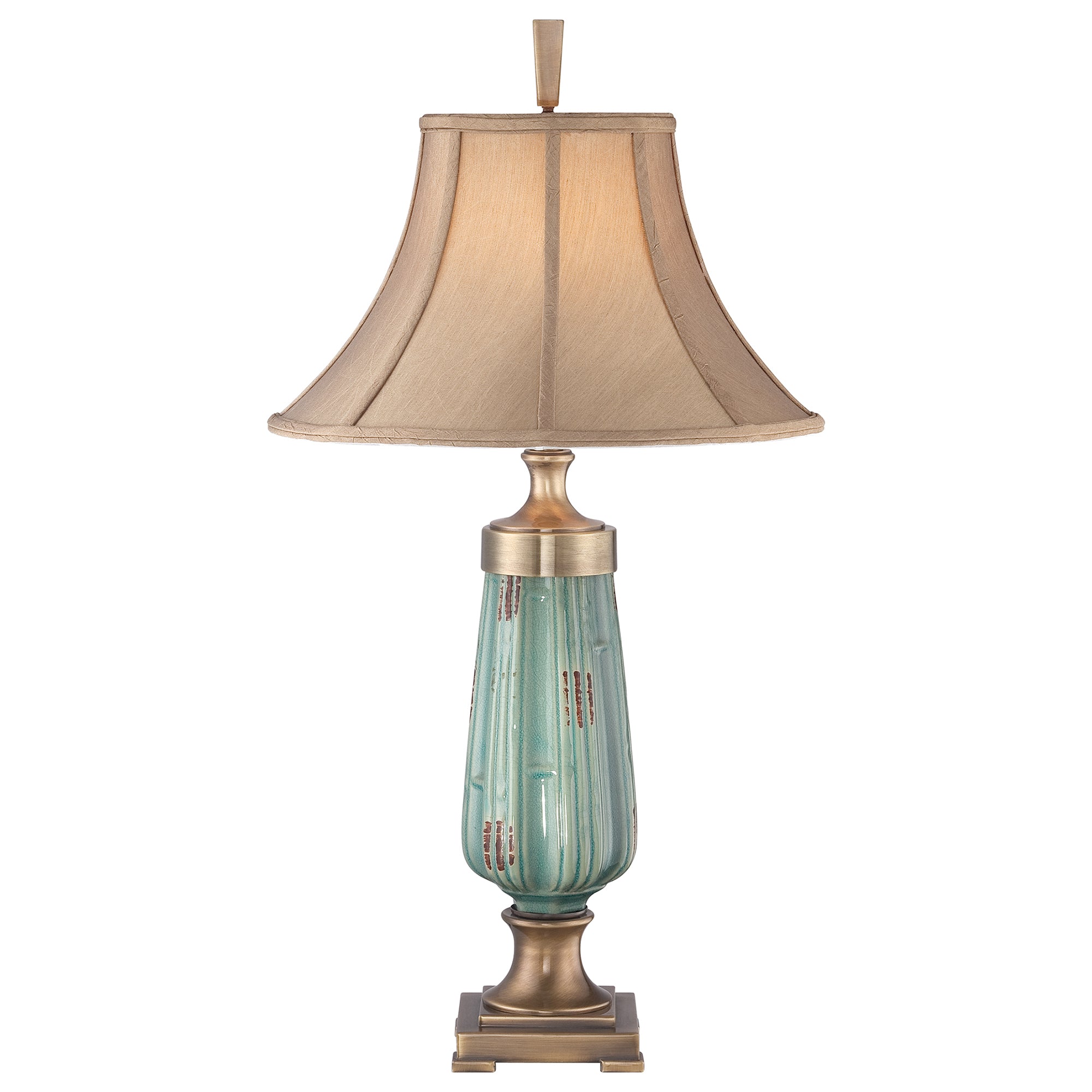 Quoizel Monteverde Table Lamp in Aged Brass and Ceramic Glaze 