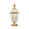 Quoizel Newbury 3 Light Outdoor Pedestal in Polished Brass