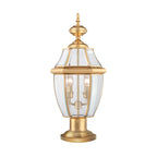 Quoizel Newbury 3 Light Outdoor Pedestal in Polished Brass