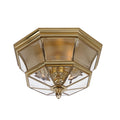 Quoizel Newbury Outdoor Flush Ceiling Light in Polished Solid Brass