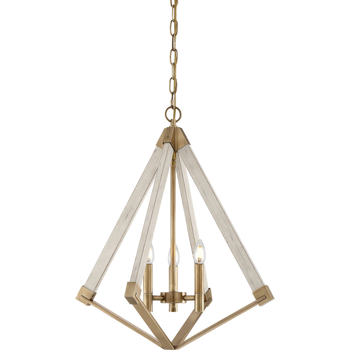 Quoizel View Point 3 Light Chandelier in Weathered Brass