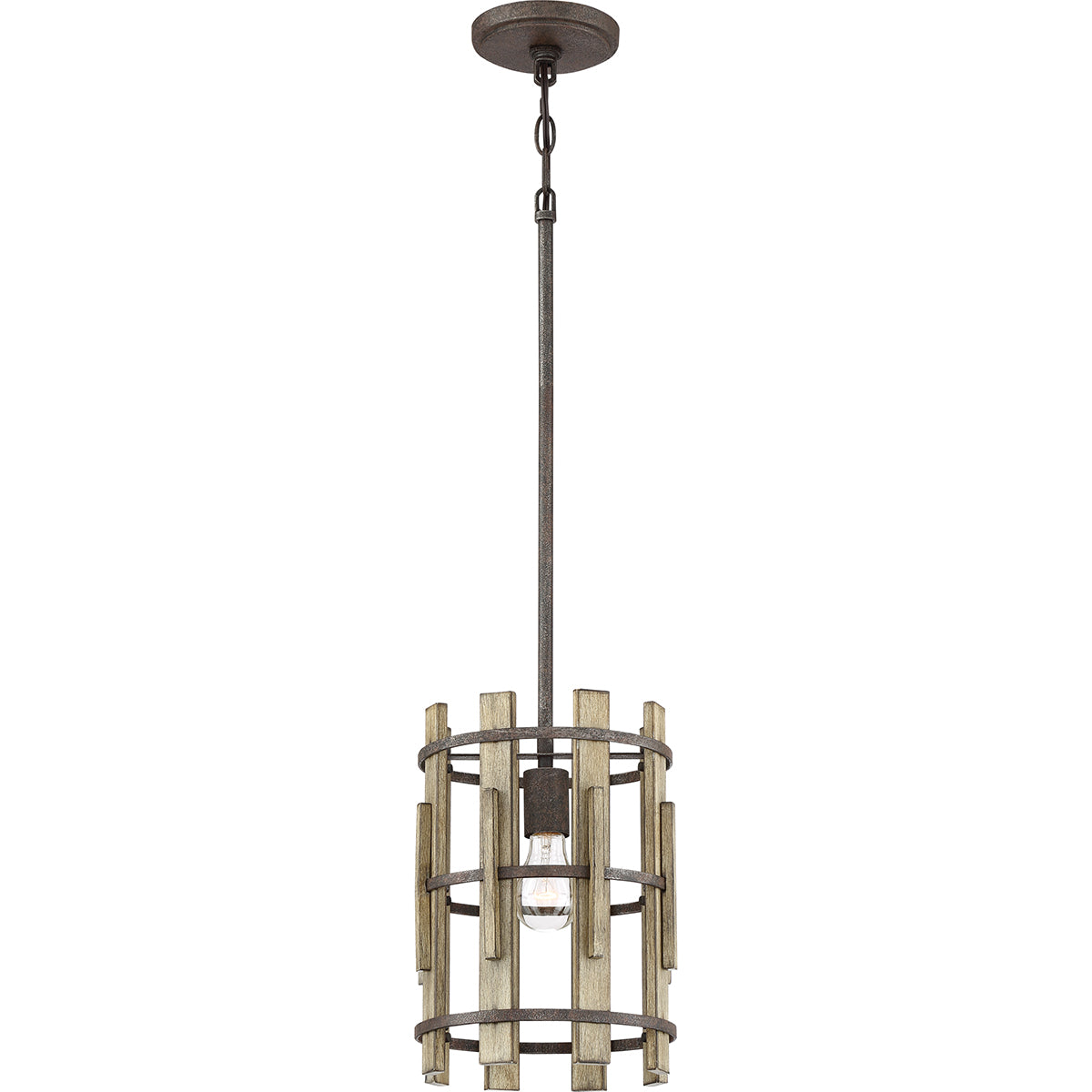 Quoizel Wood Hollow Mini Pendant Light Rustic Black QZ/WOODHOLLOW/MP