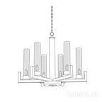 Kolarz Raggio 6 Light Ceiling Chandelier Silver Leaf 6009.80650