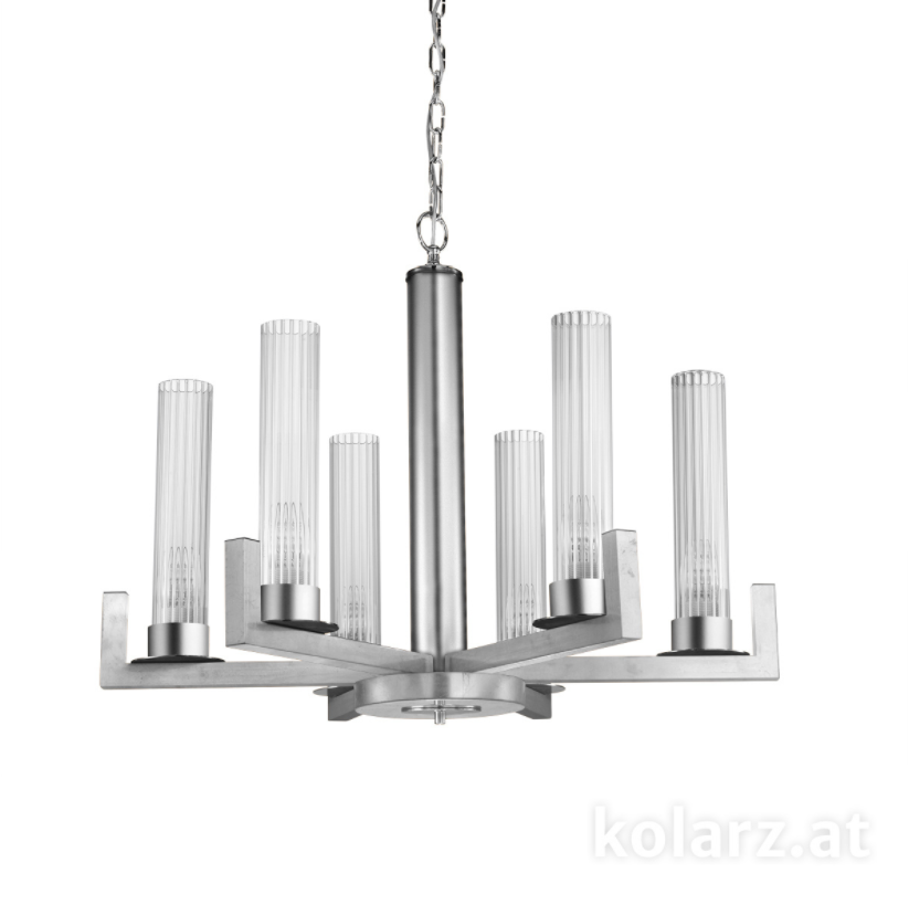 Kolarz Raggio 6 Light Ceiling Chandelier Silver Leaf 6009.80650