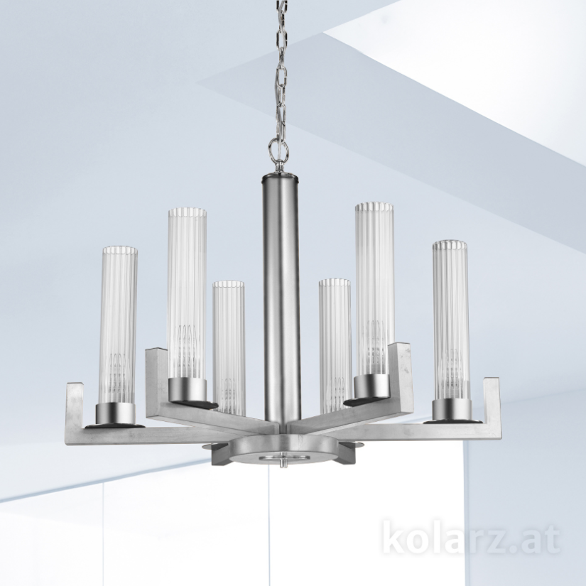Kolarz Raggio 6 Light Ceiling Chandelier Silver Leaf 6009.80650
