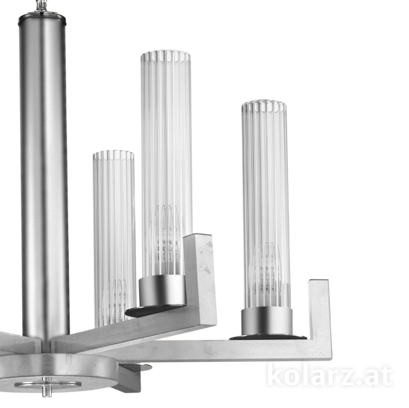 Kolarz Raggio 6 Light Ceiling Chandelier Silver Leaf 6009.80650
