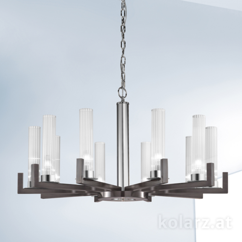 Kolarz Raggio 10 Light Ceiling Chandelier Brunito Brushed 6009.81060